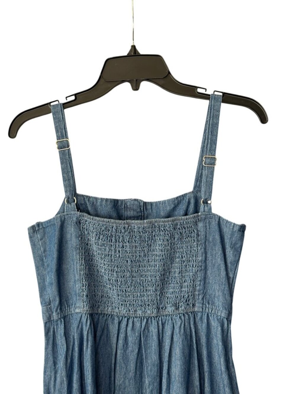 Blu Pepper Denim Midi Dress Square Neck Button Front Blue Sleeveless Size Medium - Picture 9 of 12